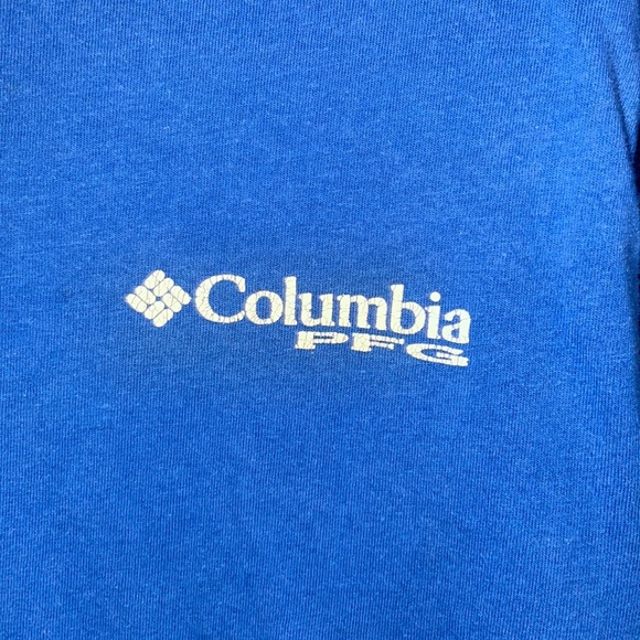•COLUMBIA•UNISEX BLUE SALTWATER FISH FLAG LOGO SHORT SLEEVE TEE SIZE SMALL - Picture 4 of 6